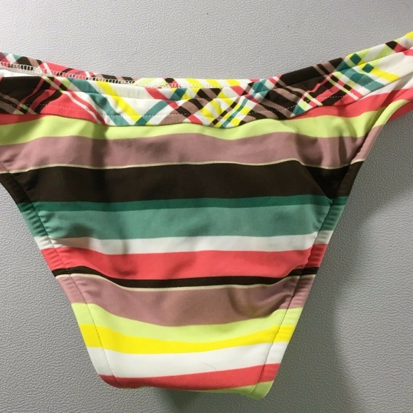 First Kiss Bikini Bottom Size Medium Multi Colored Plaid Stripe - Picture 4 of 10